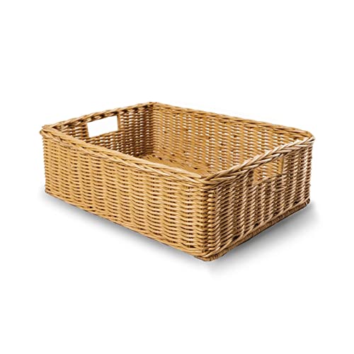 The Basket Lady Underbed Wicker Storage Basket, L, Sandstone - color: Sandstone, size: Large