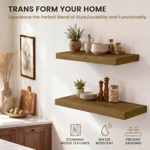 Solid Wood Floating Shelves for Wall 40 inch,Grey Wooden Shelf Set of 2 - color: Grey, size: 40inches-2P