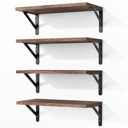 Fixwal Wall Floating Shelves for Home Decor (Brown, Set of 4, 16.5 Inch) - color: Brown