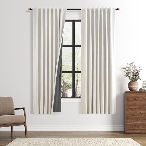 Nanspring 100% Blackout Linen Curtain 7ft for Bedroom 50x72 Inches Natural - color: Natural, size: 50"W x 72"L (Pack of 2)