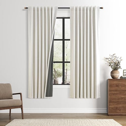Nanspring 100% Blackout Linen Curtain 7ft for Bedroom 50x72 Inches Natural - color: Natural, size: 50"W x 72"L (Pack of 2)