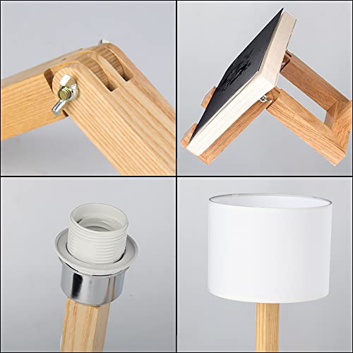 Robot Desk Lamp Set of 2, Creative Bedside Lamp for Bedroom,Wooden Lamp Body Adjustable,DIY E26 Living Room Table Lamps with Fabric Shade,Modern Indoor Decorative Lighting, TB-QBT005-WHM2 - style: Style(Two set)