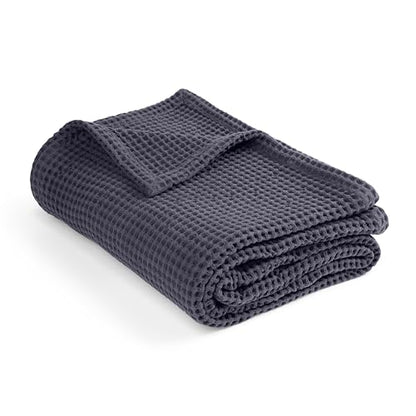 100% Cotton Waffle Weave Throw Blanket, Grey, 50"x60"inch - color: Grey, size: Throw (50" x 60")