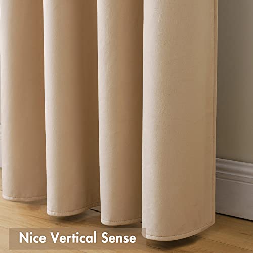 MIULEE Camel Beige Blackout Velvet Curtains Drapes 72 Inch Long 52"x72" - color: Camel Beige, size: 52"W x 72"L (Pack of 2)