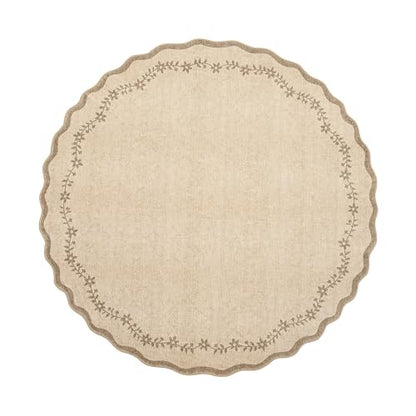 GarveeHome Round Rugs 6ft Scalloped Washable Circle Rug for Dining Room - color: Jute, size: 6' (Round)