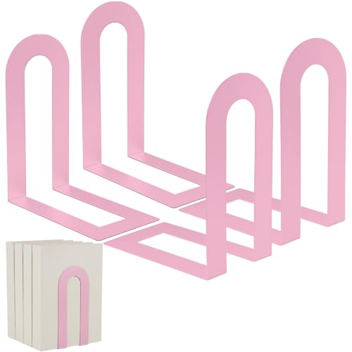 Chunful 6 Pcs Pink Metal BookEnds Shelves, 7.5 x 5.75 x 3.5 in - color: Pink, size: 7.5*5.75*3.5inch