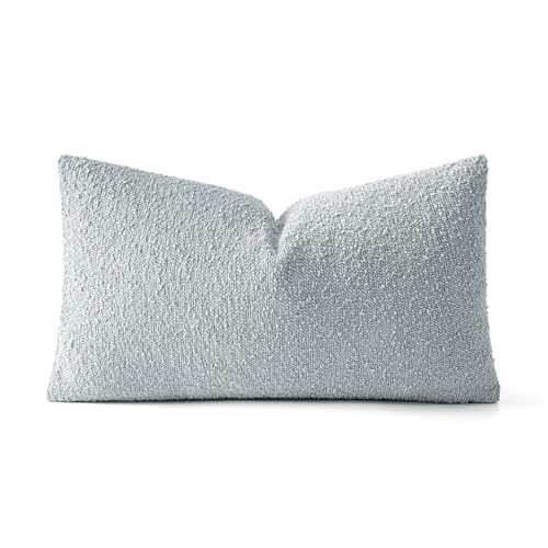 MIULEE Textured Boucle Lumbar Pillow Cover for Bed 12x20 Light Blue - color: Light Blue, size: 20" x 12" (Pack of 1)