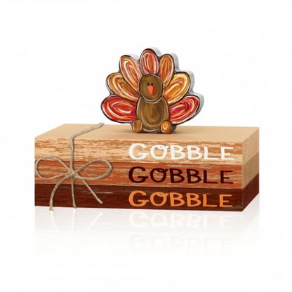Smile Thanksgiving Wooden Decor Indoor Turkey Gobble Faux Books Bundle - style: Turkey