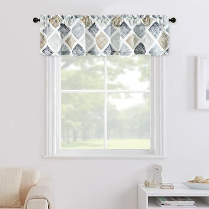 Leeva Geometric Faux Linen Valance, Rod Pocket Top, 52 x 12, 1 Panel - color: T09, size: 52"W x 12"L (Pack of 1)
