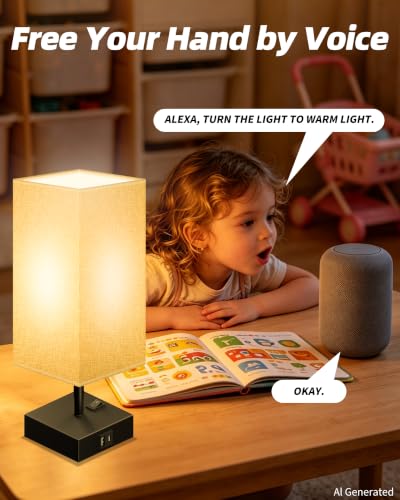 Smart RGB Dimmable Table Lamp Compatible with Alexa&APP&Remote Control, Gray - color: Dark Gray, size: 1 Pack