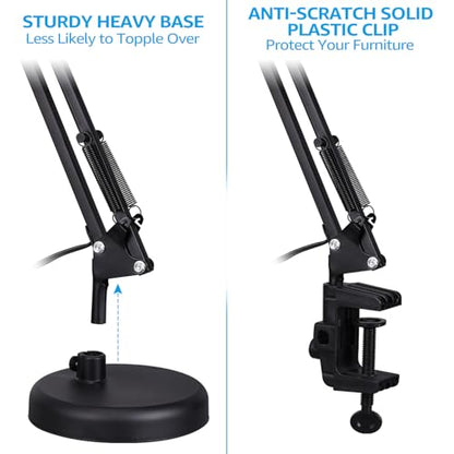 TORCHSTAR Metal Desk Lamp, Adjustable Swing Arm, E26, Black - color: Black, size: 1 Unit