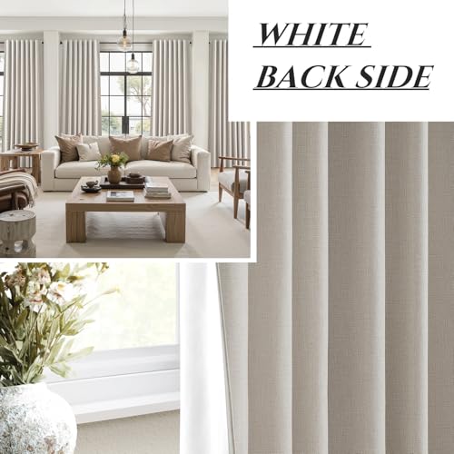 drapes 96 inches long 2 panels blackout curtains 100 percent light blocking - color: Natural Linen, size: 50"W x 96"L (Pack of 2)