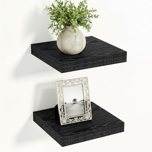 Vivelove Black Floating Shelves, 12 X 12 Inches Deep, Set of 2 - color: Black, size: 12”wx12”dx1.5”h