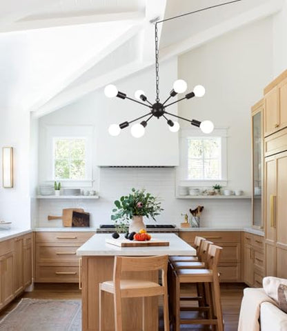 8 Lights Plug in Chandelier, Hanging Lights Black Plug in Pendant Light - color: 8 Lights-Black-E26-Plug In, size: 8 Lights