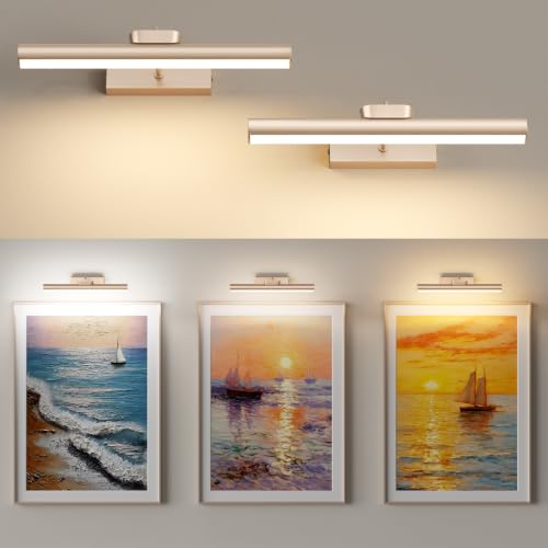 Picture Light for Wall, 4000mAh, 13.8 Inch, 2 Pack, Mocha Gold - color: Mocha Gold