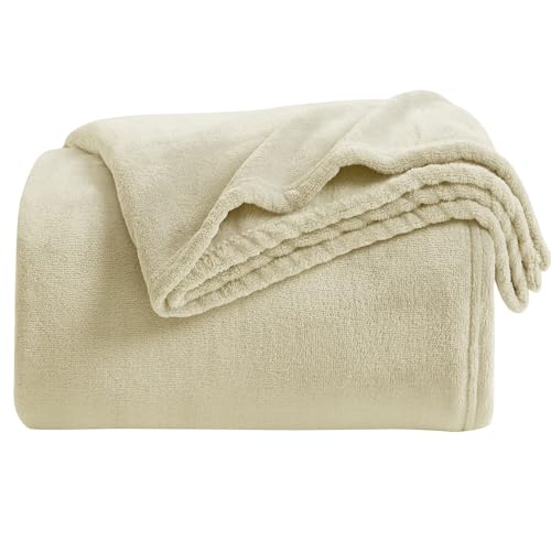 KMUSET Fleece Blanket Grey Queen Size Lightweight Cozy Plush Microfiber Solid Blanket Factory Shop - color: Beige, size: King(108"x90")