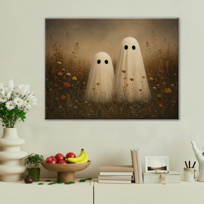 Halloween Wall Art Decor, Ghost Couple Canvas Print Framed 8x10 Inch - color: G