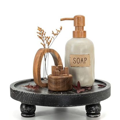 EOSAHR Display Riser: Rustic Pedestal Stand for Kitchen Counter, Old Black - color: Old Black