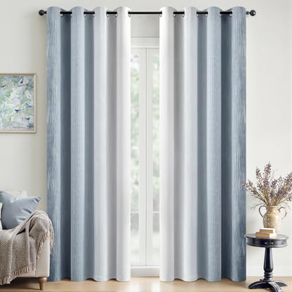 MIULEE Chambray Blue and Greyish White Ombre Blackout Curtains 52Wx72L - color: Chambray Blue and Greyish White, size: 52"W x 72"L (Pack of 2)