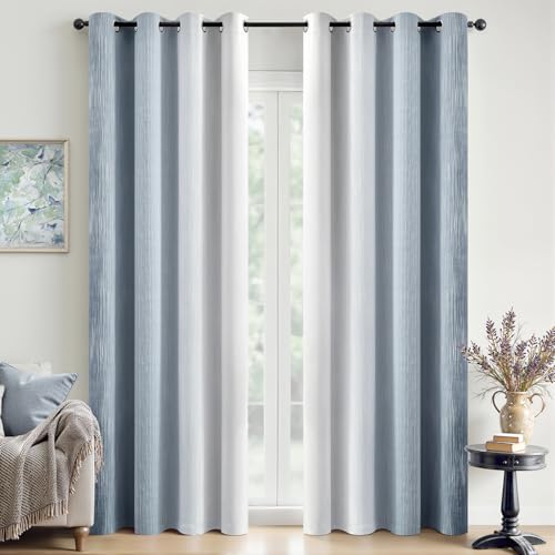 MIULEE Chambray Blue and Greyish White Ombre Blackout Curtains 52Wx90L - color: Chambray Blue and Greyish White, size: 52"W x 90"L (Pack of 2)