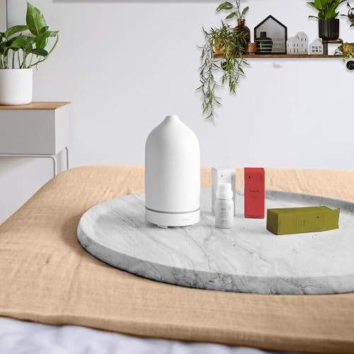 LUANT Circular Marble Stone Decorative Tray for Counter, Vanity, Dresser, Nightstand or Desk, Diameter 8 Inches - color: Gray, size: 8 Inches