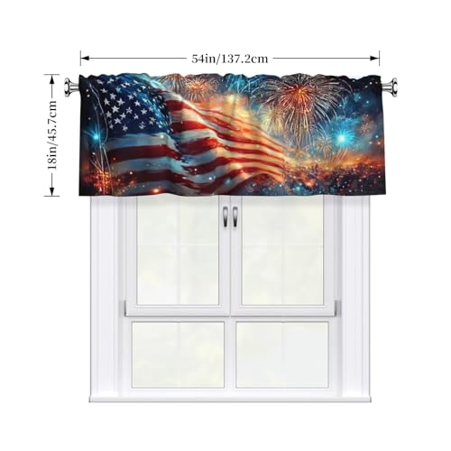 Flag Curtain Valance 54x18 Inches Window Treatment Rod Pocket Valance for Kitchen Bathroom Bedroom - color: Flag