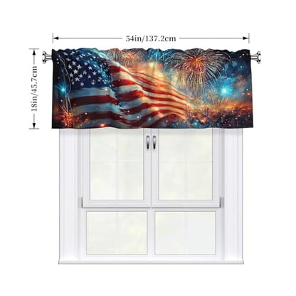 Flag Curtain Valance 54x18 Inches Window Treatment Rod Pocket Valance for Kitchen Bathroom Bedroom - color: Flag