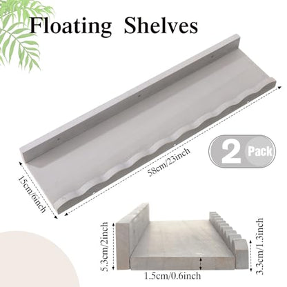 Suzile 2 Pcs Scalloped Floating Wall Shelves,23",Gray - color: Grey, size: 23"