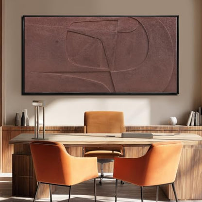 Framed Neutral Large Wall Art 3D Textured Painting for Living Room 29"x58" - color: Brown, size: 58"L x 29"W