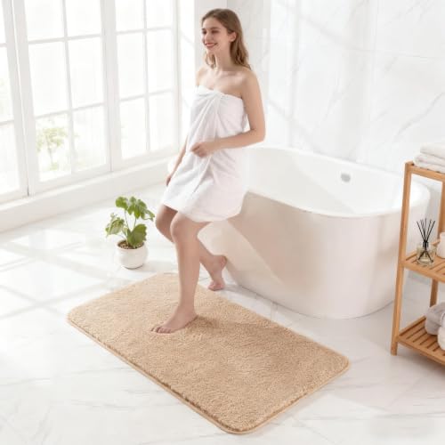 Exclusivo Mezcla Soft Absorbent Bathroom Rugs, Non-Slip Bath Mat, 24x36 - color: Camel, size: 24"x36"(Rectangular)