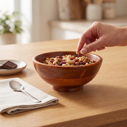 Lipper International Rubberwood Footed Bowl with Cherry Finish for Fruits, Salads, or Popcorn, 7" Diameter x 2.75" Height, 27.05 Fl. Oz., Single Bowl, Small (Pack of 12) - size: Small (Pack of 12), style: Bowl