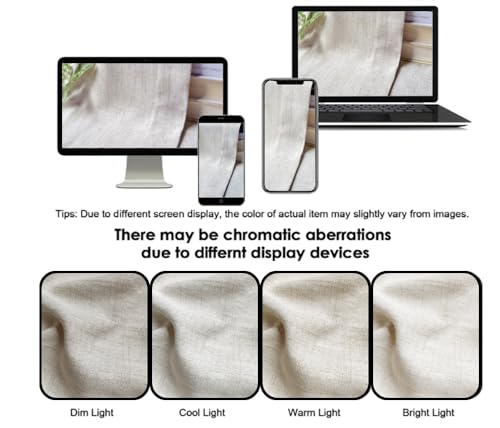 Faux Linen Cafe Curtains for Windows, 36 Inch Length, Natural, Set of 2 - color: Natural, size: 27"W x 36"L (Pack of 2)