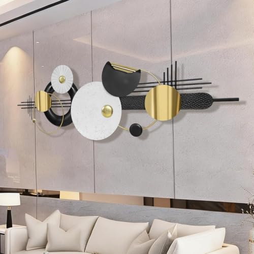 Lucky Large Modern Abstract Metal Wall Art Decor 59.1" x 21.3" Modern Geometric Abstract Wall Sculptures Circle Hanging Wall Decor for Indoor Outdoor Living Room Dinning Room Bedroom Entryway - color: Style 4