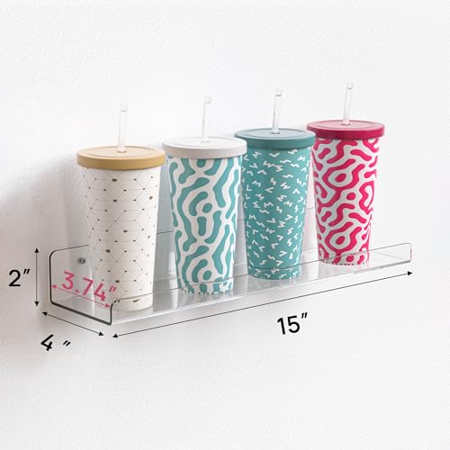 upsimples 4 Pcs 15" Acrylic Shelves for Wall Storage and Organizer, Clear - color: Clear