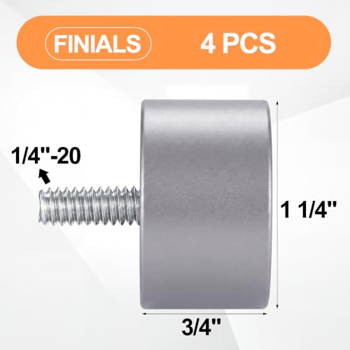 LEIFIDE 4 Pack Curtain Rod Finials Curtain Rod End Cap Finials for Curtains Rods of 7/8 and 1 Inch Diameter (Silver) - color: Silver