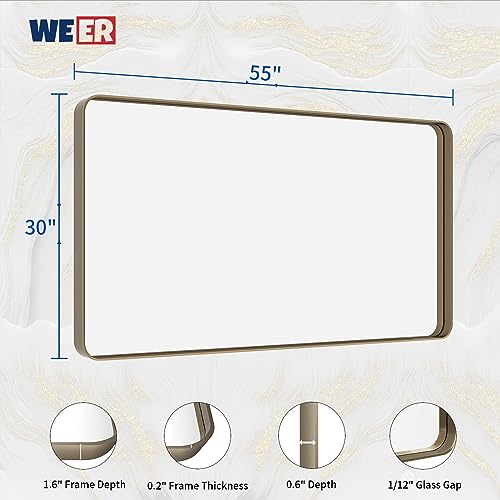 WEER Bathroom Vanity Mirror Bronze 55X30 Inch - color: Bronze, size: 55"L x 30"W