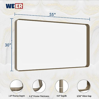 WEER Bathroom Vanity Mirror Bronze 55X30 Inch - color: Bronze, size: 55"L x 30"W