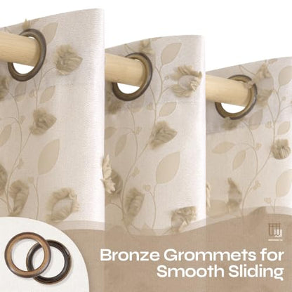BGment Jacquard Linen Curtains for Living Room 84 inches Long - 2 Panels - color: Beige, size: 52"W x 84"L (Pack of 2)