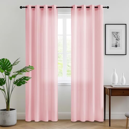 RYB HOME Non See Through Pink Sheer Curtains 63 inches Long for Nursery - color: Pink, size: 52"W x 63"L (Pack of 2)