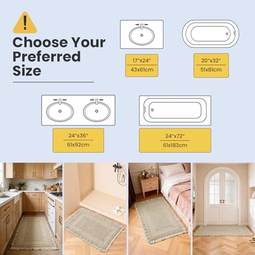 Waffle Bath Mat Non-Slip Brown Bathroom Rugs Hallway Bedroom - color: Brown, size: 17" x 24"