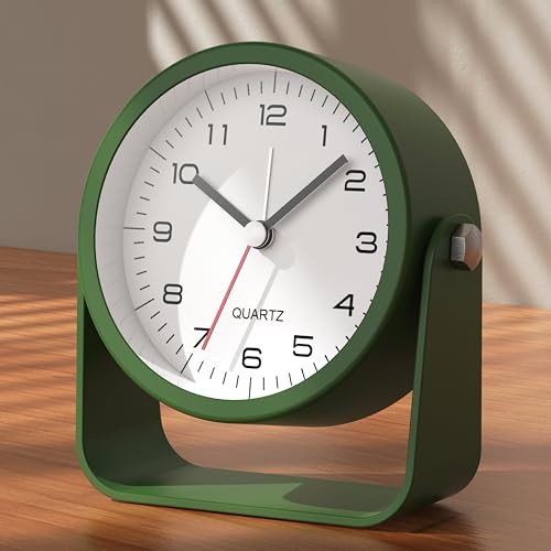 AYRELY® 3.5" Small Analog Travel Alarm Clock, Battery Operated Desk Clock - color: Dark Green