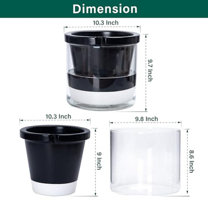 D'vine Dev Self-Watering Black Terracotta Planter Pot, 10 in, 37-X-D-3 - color: Black, size: 10 Inch