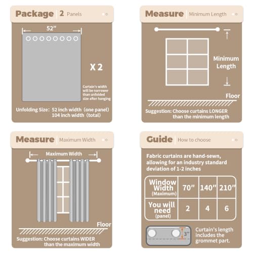 BGment Brown Fall Linen Curtains for Living Room 96 inches Long - 2 Panels - color: Brown, size: 52"W x 96"L (Pack of 2)