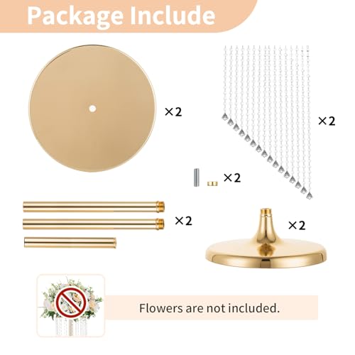NUPTIO Tall Centerpiece for Table, Gold, 35.4", 2 Pcs - color: Gold, size: 2 Pcs 35.4 in
