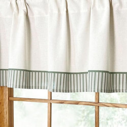 Striped Linen Valances for Windows 54x15 Inch for Rustic Farmhouse Decor