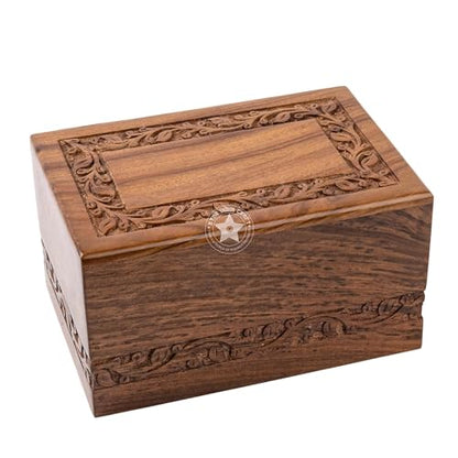 Wooden Cremation Box for Human Ashes Adult, Tree of Life Urn Box, 200 Cu in - size: Large - 200lbs