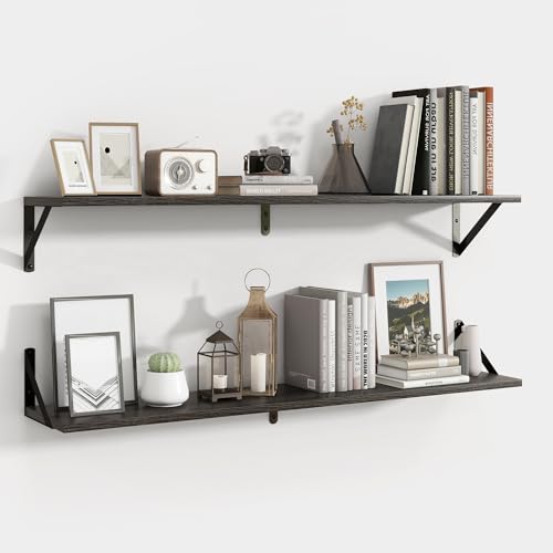 Axeman 40 Inch Floating Shelves, 8 Inch Deep Black Wall Shelves Set of 2 - color: Black, size: 39.4 Inch