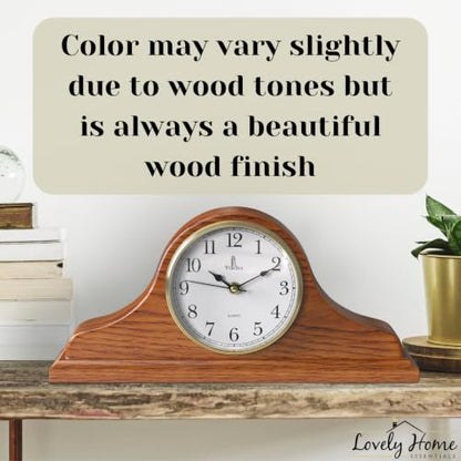 Mantel Clock for Fireplace, Solid Wood Silent Non-Chiming Mantle Clock - color: Light Wood