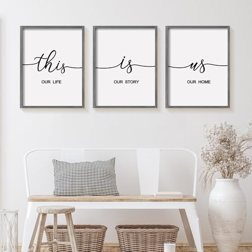 Heiple This is Us Wall Decor 11"x14" Framed Wooden Wall Sign for Home Decor Farmhouse Vintage Rustic Living Room Minimalist Family Wall Art (Gray) - color: Gray
