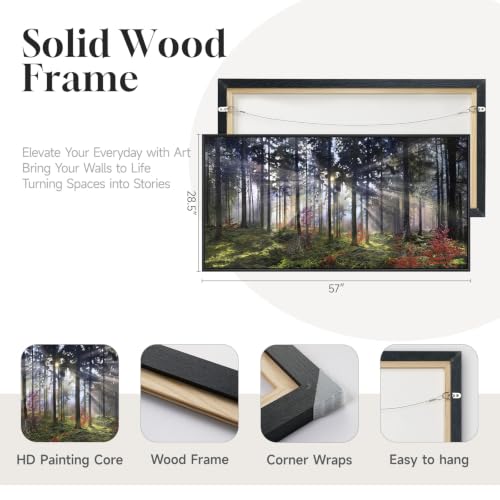 Large Framed Modern Forest Landscape Wall Art for Living Room, 60x30 Inch - color: Red Green
